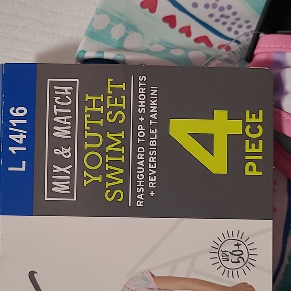 Eddie Bauer Youth Swim Set - 4 piece Size L 14/16 Reversible UPF 50+ - Picture 7 of 14